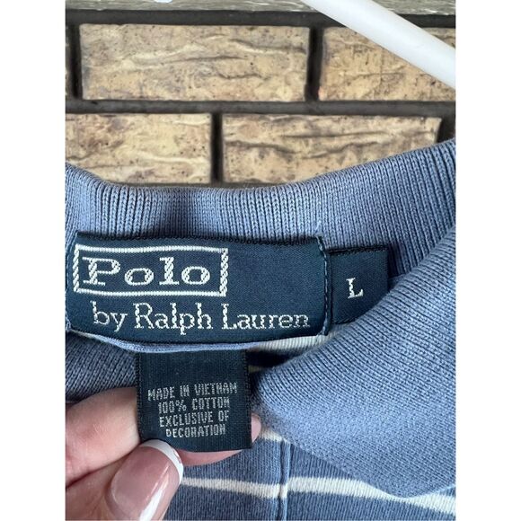 Polo Ralph Lauren AdultLarge Blue Striped Short Sleeve‎ Collared Mens - Picture 2 of 7